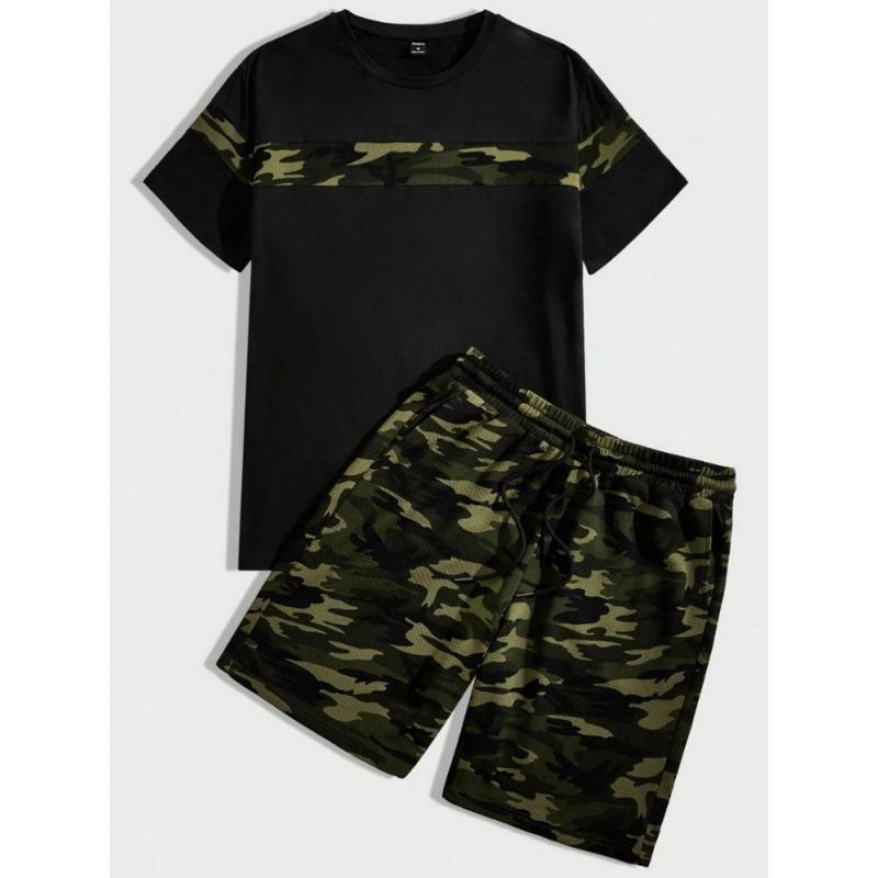 Летние повседневные мужские шорты с 3D черно-белым принтом, мужские футболки и шорты, комплект, городская уличная мужская мода, короткие рукава