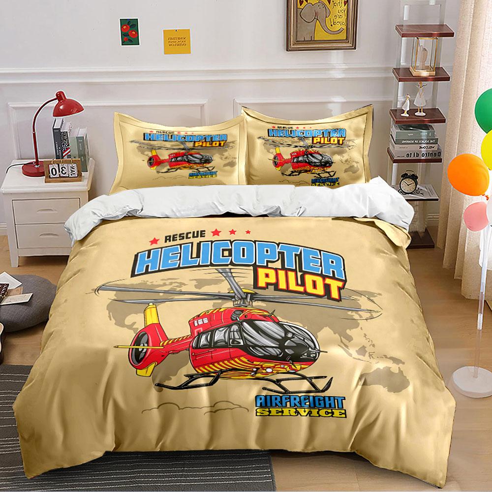 Rescue Helicopter Pilot Design Bedding Duvet Cover Set Duvet Cover Pillowcases (1*Duvet Cover 2*Pillowcases, without duvet insert)