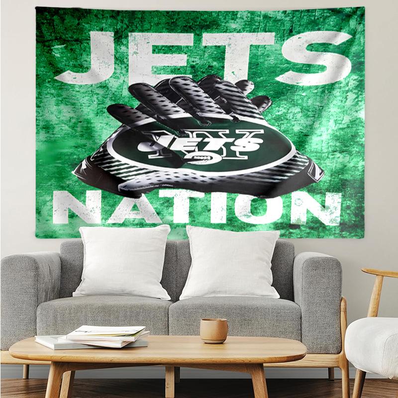 New York Jets logo Tapestry for Bedroom Aesthetic Classroom Tapestries Wall Hanging for Living Room Dorm Office,Ideal Creative Gift