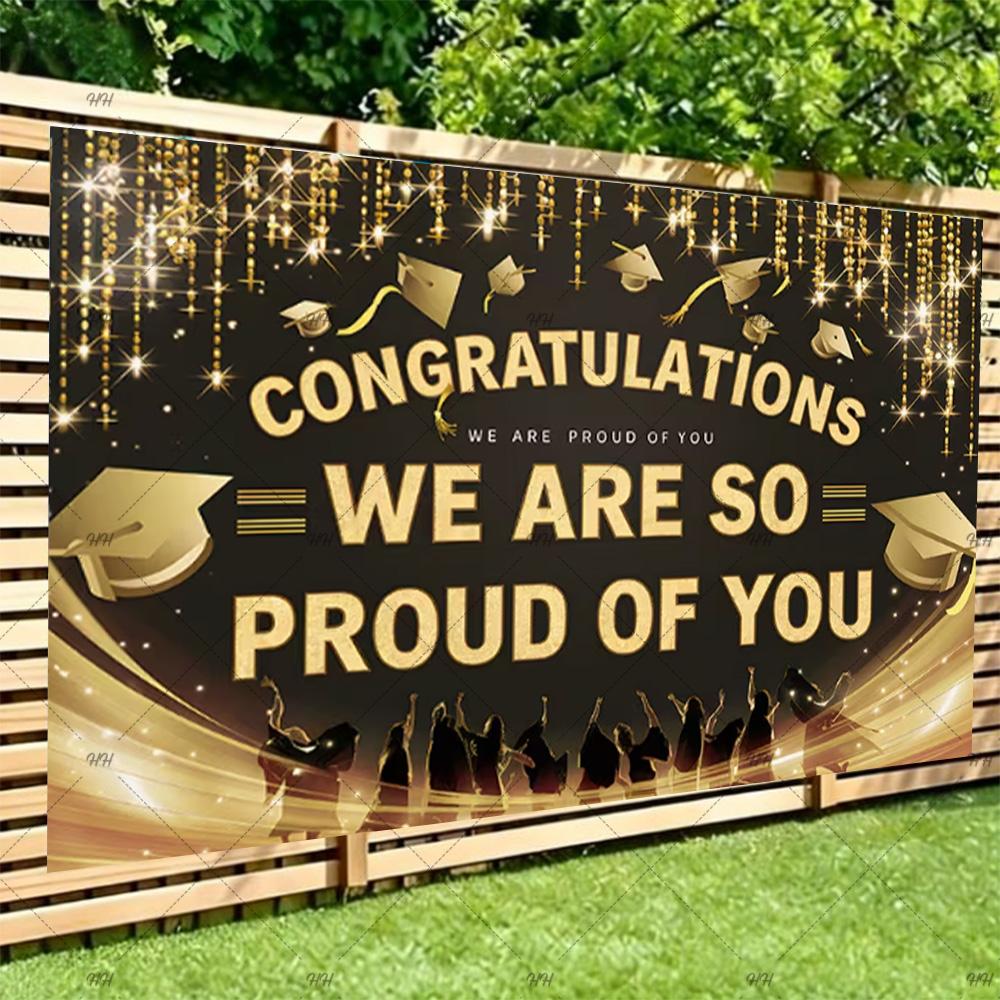 Congratulatory Graduatio Celebration Theme Party Decoration Background Graduates Backdrop Photography Studio Props Student Gifts