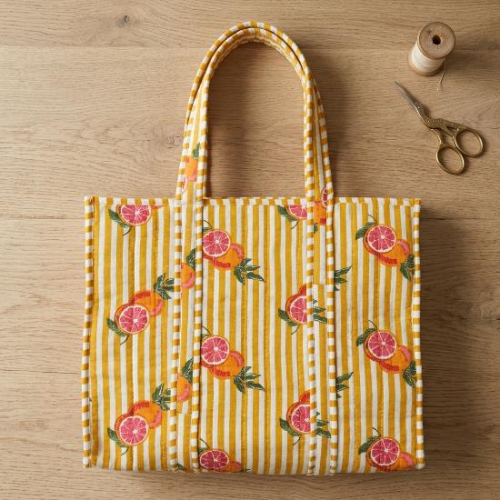 Shoulder Bag usalover925 Orange Quilted Cotton Floral Print Shoulder Bags 58