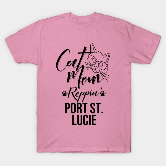 Футболка женская Cat Mom Reppin Port St Lucie Harajuku Print Kawaii футболка летняя женская футболка с коротким рукавом топ футболка