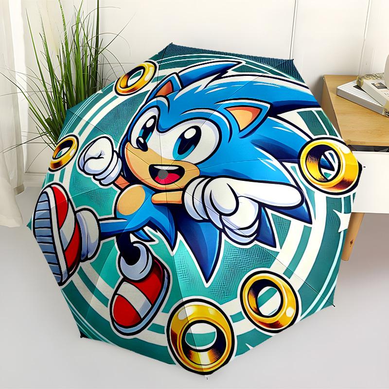 1PC Sonic the Hedgehog Automatic Folding Umbrella | Vibrant Motif & Compact Design for Everyone, On-the-Go Essential - Gift-Worthy Style yy250930038