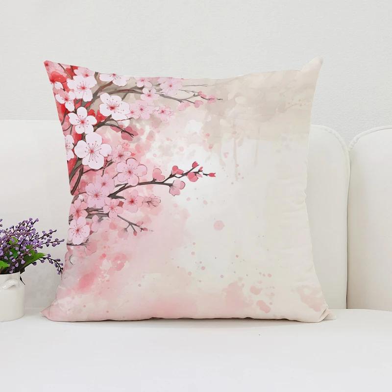 Japanese Cherry Blossom Cushion Cover Cushions Covers Pillow Covers Decorative Luxury Pillowcase Bed Pillowcases