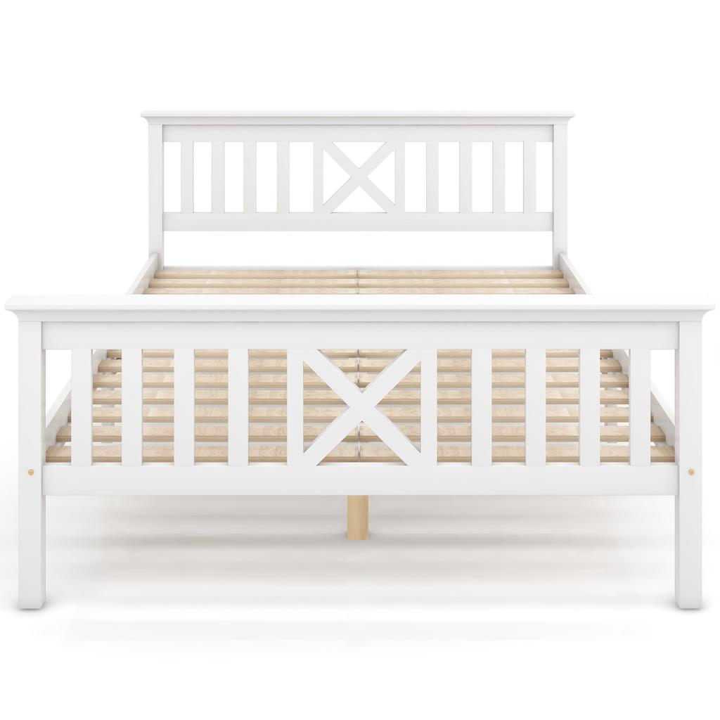 Wooden Bed Double Bed from Bed Frame with Slatted Frame Wooden Bed with Headboard - 140 x 200 cm Solid Wood Children's Bed Youth Bed Pine Solid White