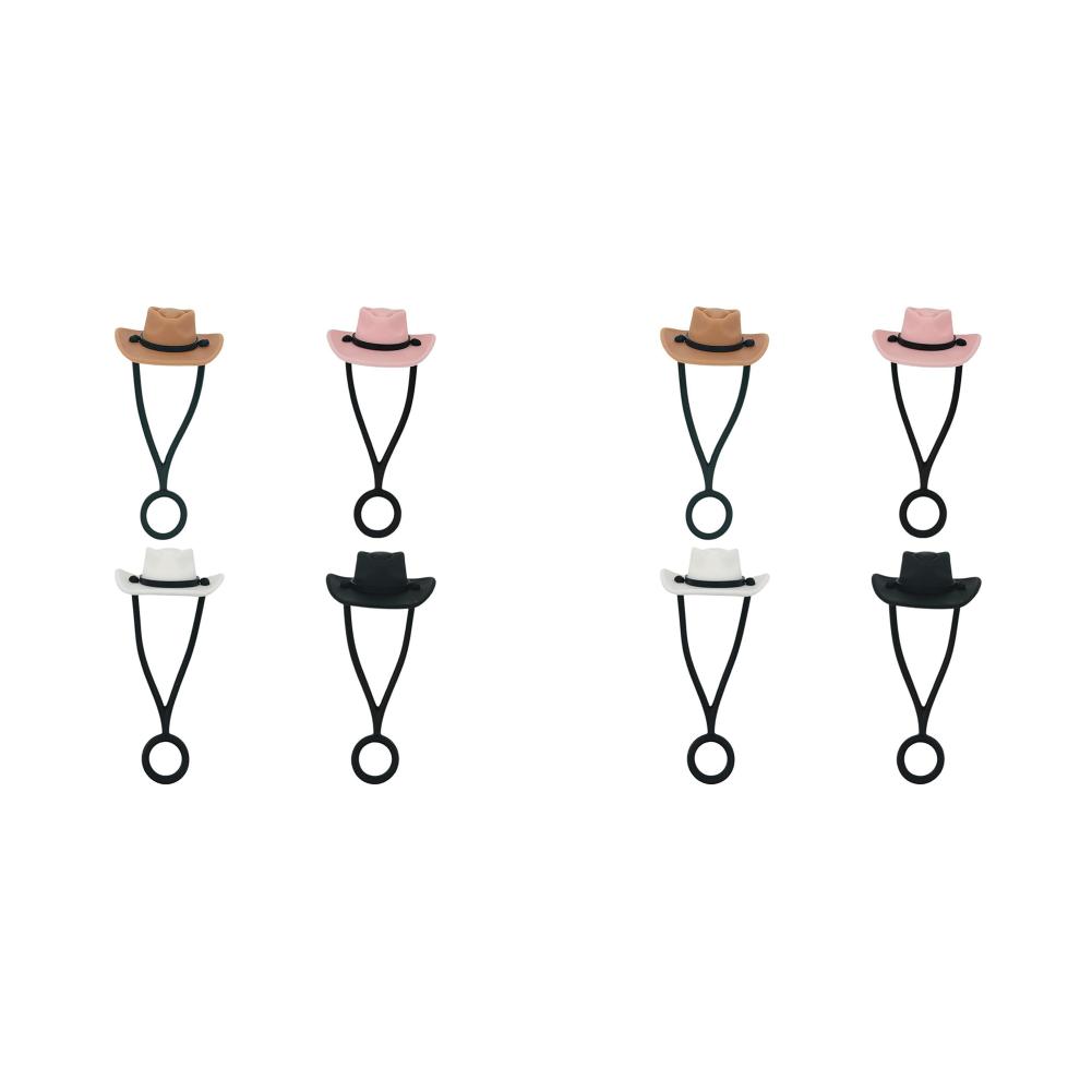 4/8 шт. Силиконовые колпачки для соломинок в виде ковбойской шляпы, Пылезащитные колпачки для соломинок, Колпачки для питья, Многоразовые колпачки для соломинок, Аксессуары