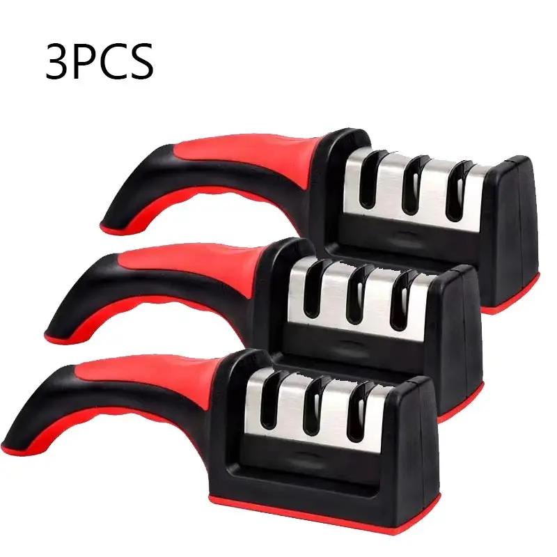 Точилка для ножей Whetstone Sharpening Professional Многофункциональная 3-ступенчатая керамическая точилка для кухонных ножей с нескользящей основой