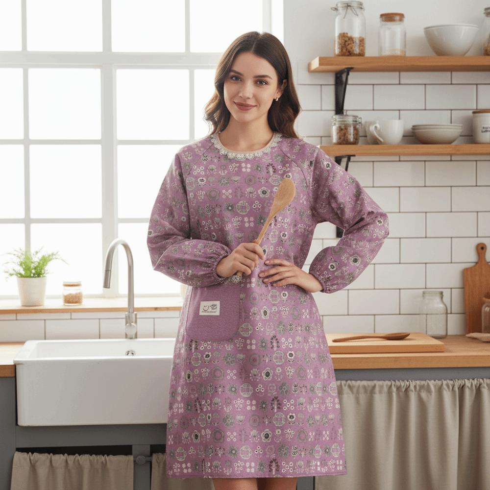 2 шт. холщовый кухонный фартук для готовки, дышащий защитный фартук с длинными рукавами, сзади на шнуровке, регулируемая лямка, рабочее платье