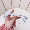 Cat Glasses Frame Personalized Large Frame Anti-Blue Glasses Contrasting Color Double Frame Flat Glasses Spice Girl Same Style