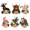 Festive Ornaments for Bedroom Faux Stained Glass Christmas Ornaments, 2D Hummingbird Dachshund Highland Cow Seasonal Home Wall Decorations Hanging