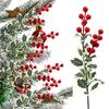 Искусственные Ягоды Падуб Красные Ягоды Ветки с Зелеными Листьями Украшение для Цветочной Композиции на Обеденный Стол Подвески для DIY Рождественской Елки