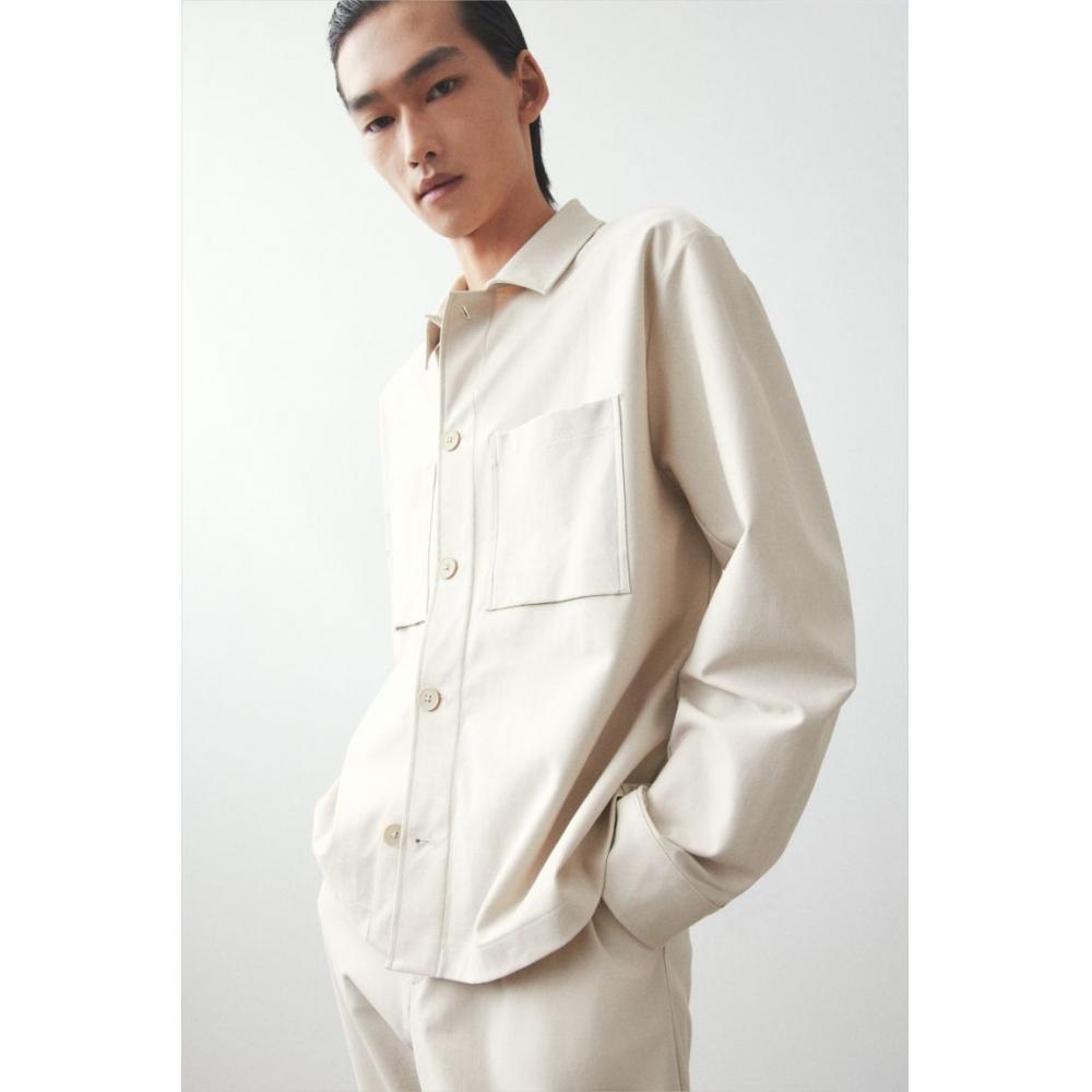 H M Regular Fit Twill oversHirt Beige