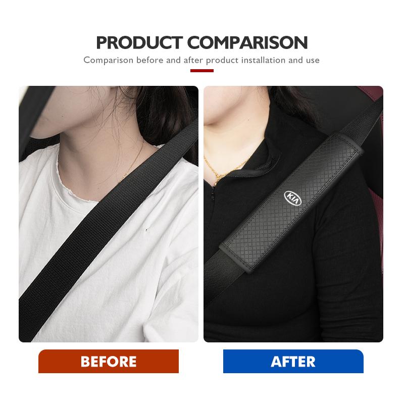 RTMZ5 For KIA Car Safety Belt Shoulder Protector Pad Leather Seat Belt Cover Accessories K5 K2 Rio Optima Sportage Venga Sorento