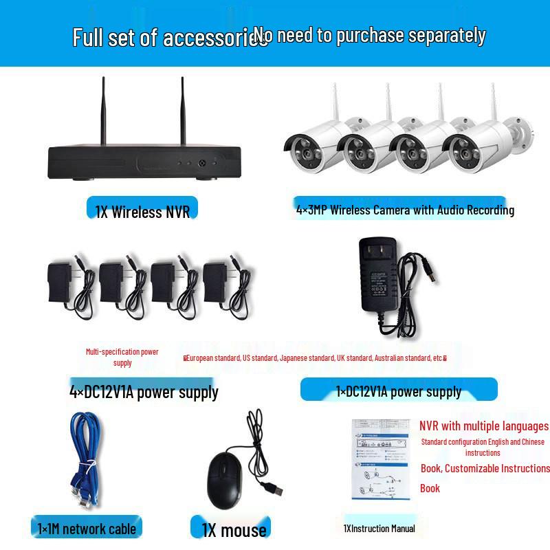 Jiuan Yishi Wireless HD Waterproof Surveillance Kit - 4/8/16 Channels