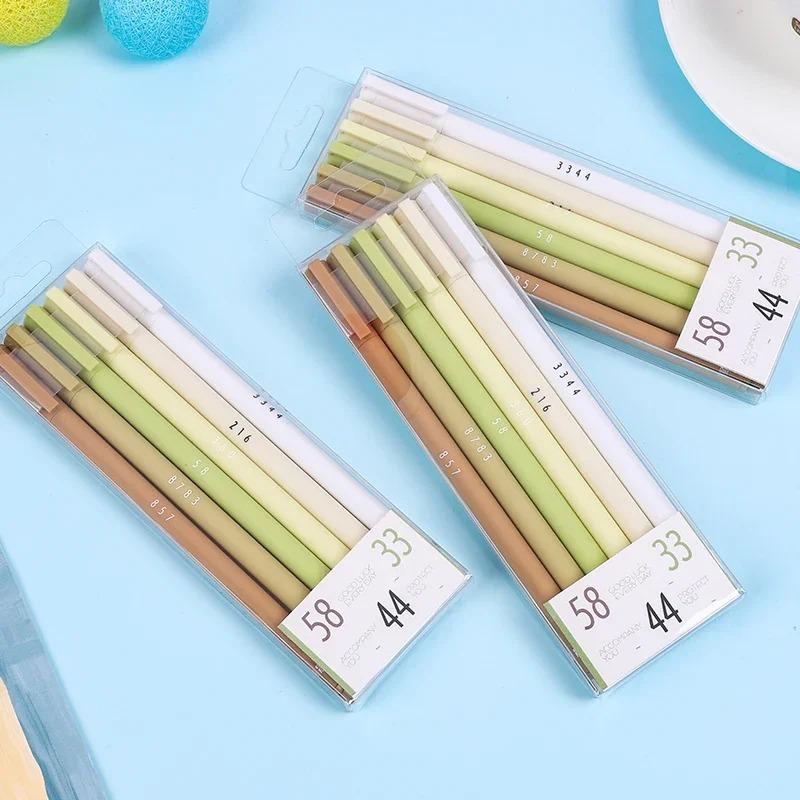 6pcs/set Creative Cute Morandi Simple Gel Pen Kawaii Quick Drying Cap Neutral Supplies Gel Pen Set