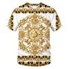 Luxury Baroque Golden Pattern T-shirt Unisex Unique 3D Print Crewneck T Shirts Men Personality Streetwear Fashion Trendy Tee Top