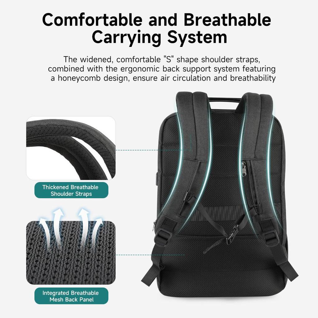 Tigernu Расширяемый рюкзак для мужчин 15,6-19 дюймов, рюкзаки для ноутбуков, мужской дорожный рюкзак, сумка 38 л, деловая сумка большой вместимости