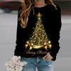 Fall Autumn Women'S Fashion O Neck Long Sleeve T-Shirt Loose Clothes Christmas Tree Print T Shirt