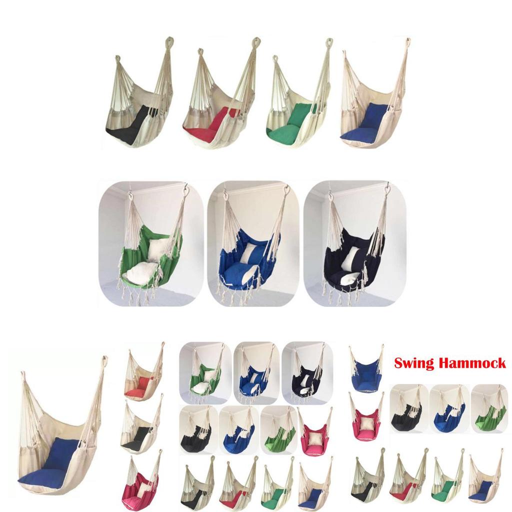 Стильное подвесное кресло-гамак для отдыха на открытом воздухе с мягкими подушками и прочными веревками