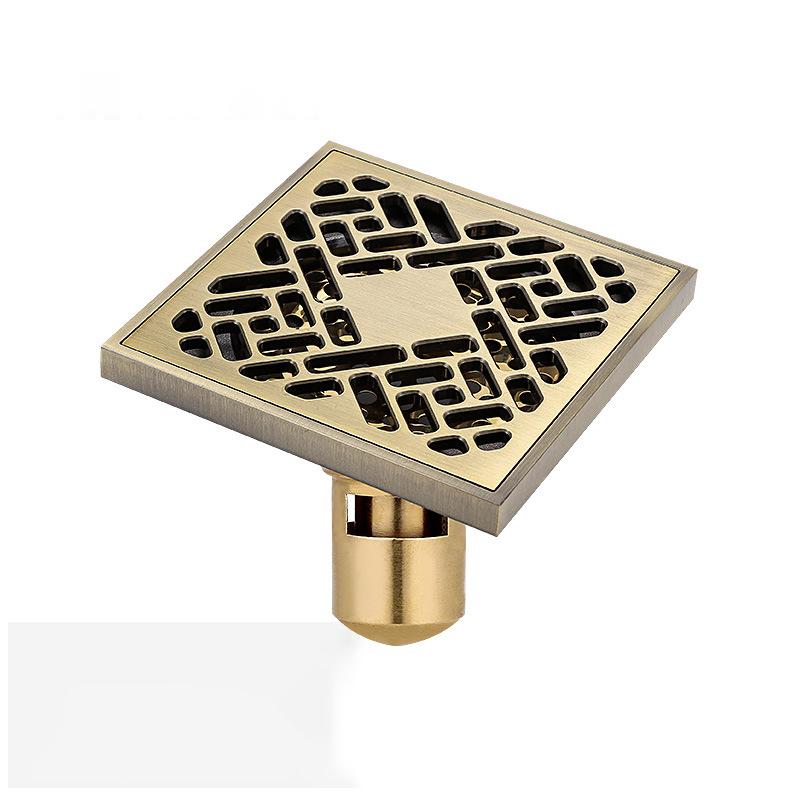 Brass Bathroom Shower Drain 4 Inches Square Floor Drain