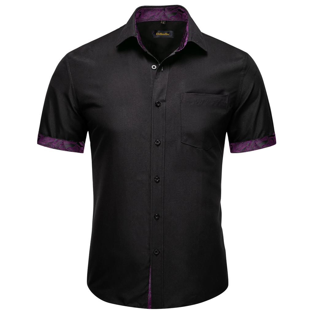 Mens Red Fashion Short Sleeve Dress Shirts Regular Fit Casual Button Down Shirts