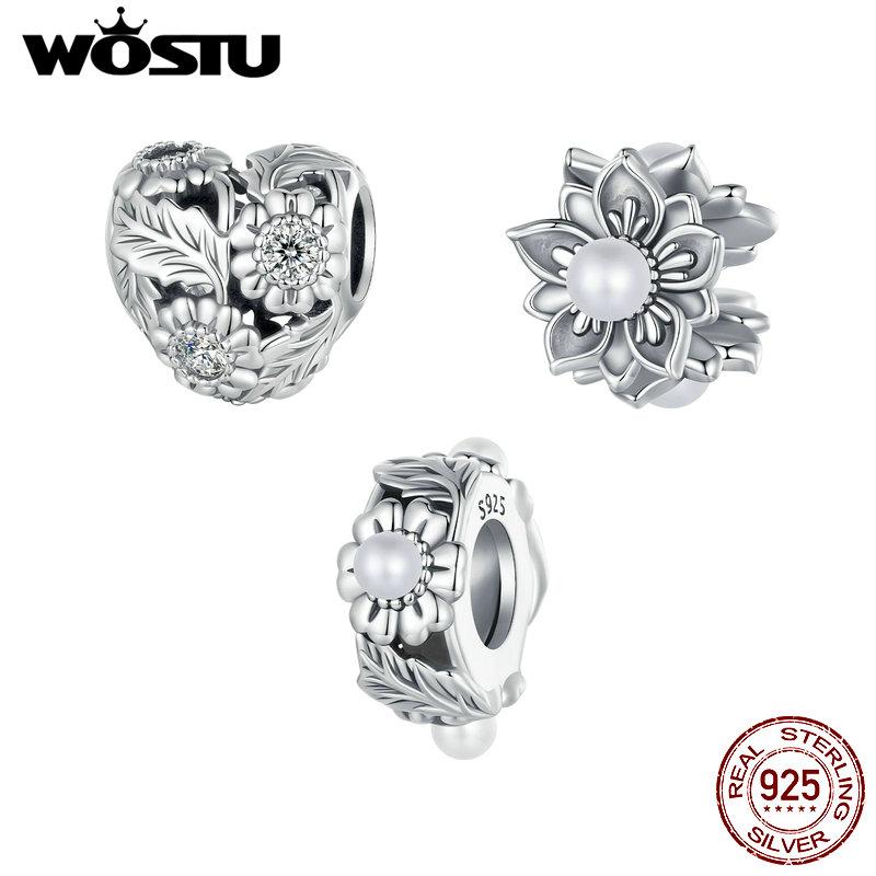 WOSTU 925 Sterling Silver Romance Retro Vine Charms for Women Girls Bracelet & Bangle DIY Jewelry