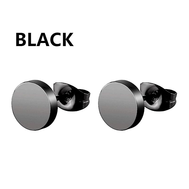 Earrings Stainless Steel Multiple Black Simple Ear Studs for Men Women Punk Style CZ Round Earring Fashion Jewelry