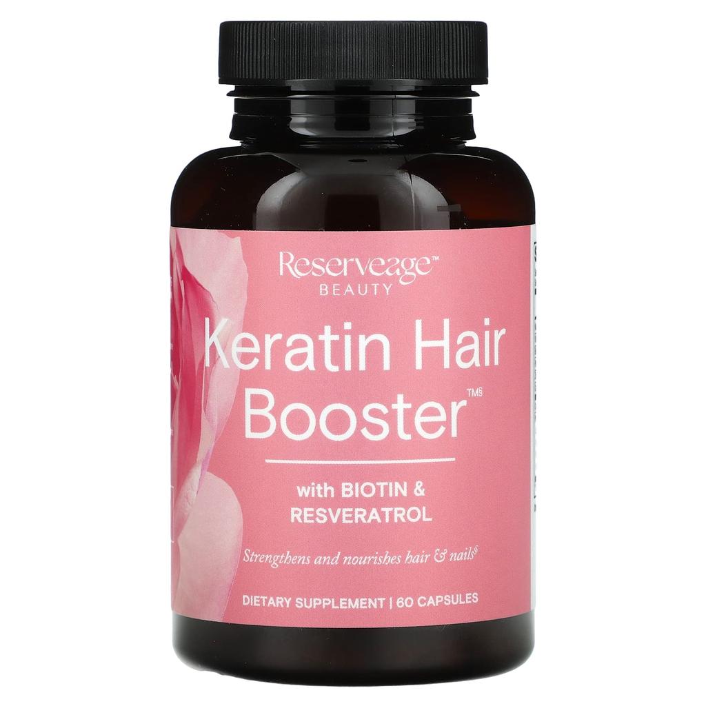 Keratin Hair Booster, with Biotin and Resveratrol, 60 Capsules