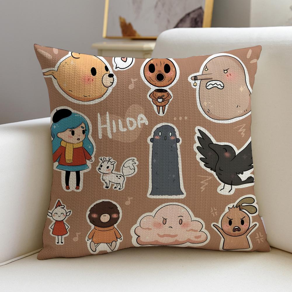 Whimsical HHildaS Cushion Cover Breathable and skinfriendly linen pillowcase square removable and washable cushion