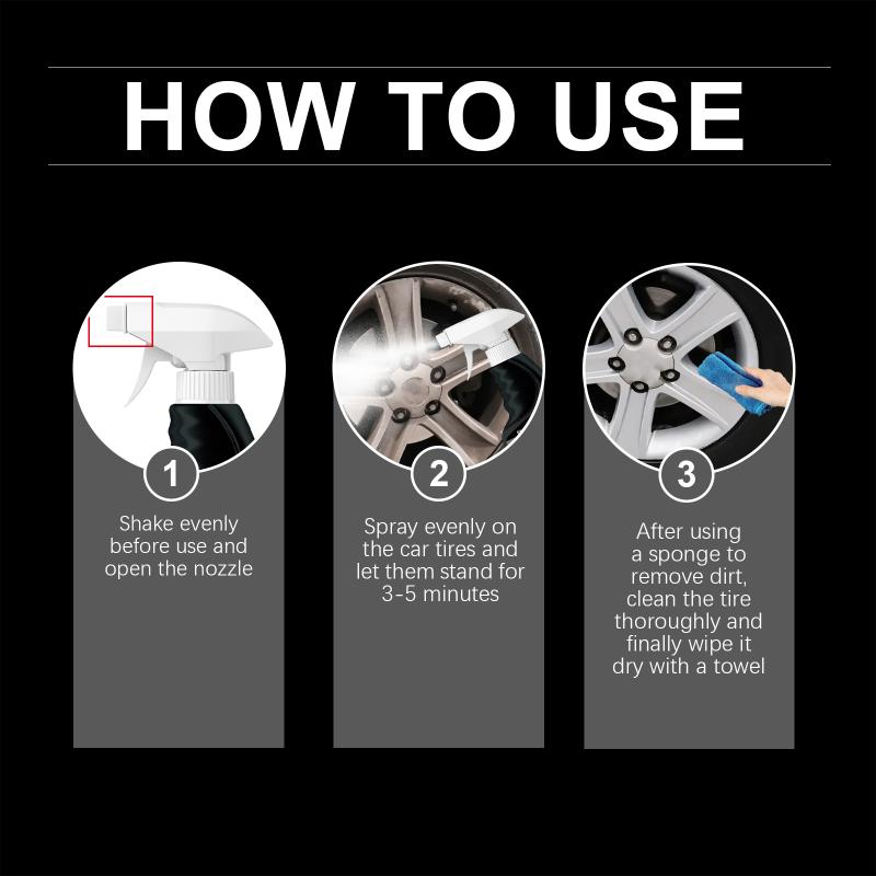 Wheel and Tire Restorer 120ml Spray Revives Dull Rubber Removes Dirt Leaves Glossy Finish Auto Detailing