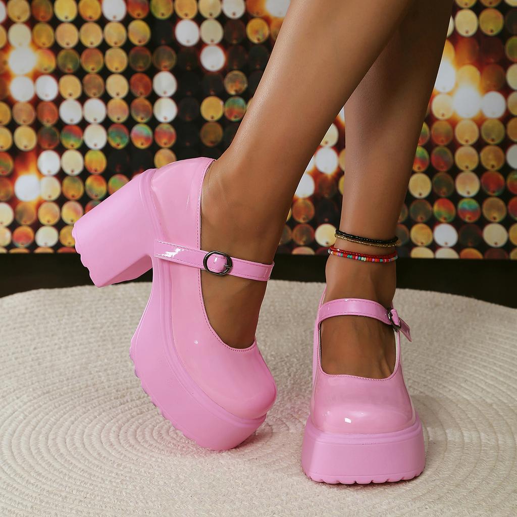 Модные туфли принцессы ярко-розового цвета для женщин, туфли Мэри Джейн на массивной платформе и супервысоком каблуке, женские туфли-лодочки на толстом каблуке, обувь Y2K в стиле Лолиты