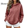 Sweatshirt with Front Pocket Women Leopard Print Hoodie, Oversized Drop Shoulder Hooded Pocket, Hoodie Long Sleeve Loose Casual Pullover Top