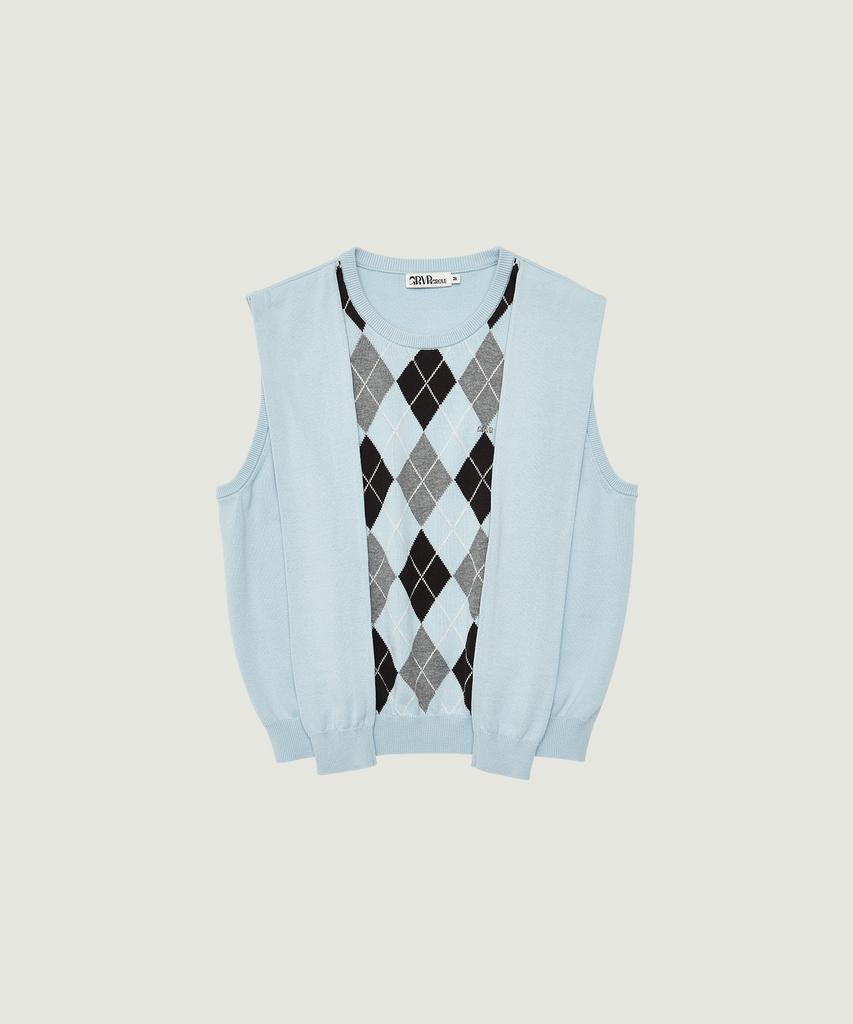GROVE Veni Argyle Vest (Light Blue)