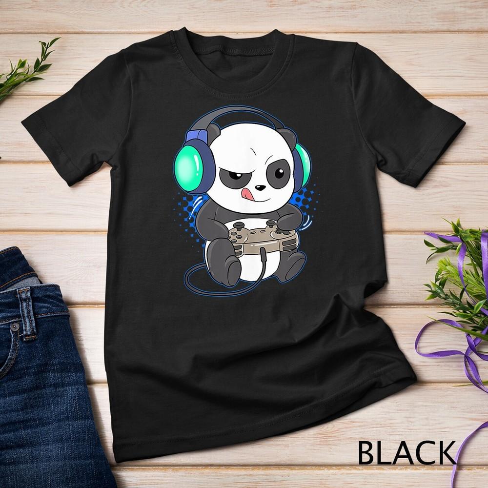 Mens Cute Gaming Panda Video Game Computer Player Videogame PC Unisex T-shirt