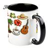 Home Office Coffee Mug Dominican Theme Mug, Ceramic Comfortable Grip Cup, Hot And Artistic Cold Drinks Safe for Use Drinking