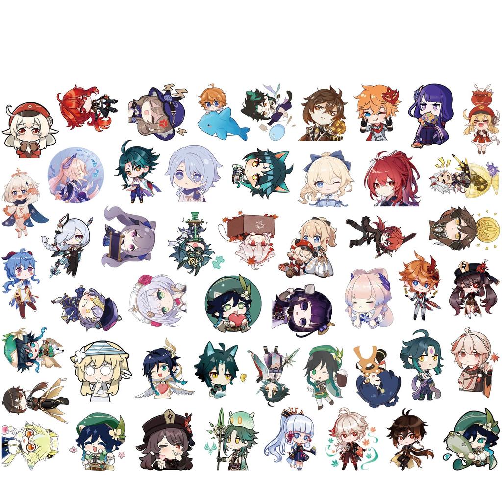 100pcs/set Cute Cartoon Series Genshin Impact Theme PVC Waterproof Stickers