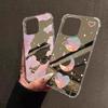 Чехол для телефона с ярким узором 'Луна и Сердце' для iPhone 16 15 14 13 12 11 Pro Max XS X XR 7 8 Plus SE2 Зеркало для макияжа Ударопрочный чехол