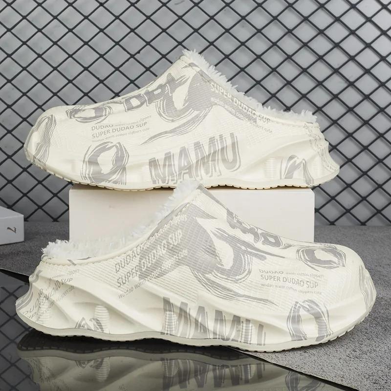 2024 зимние мужские тапочки теплые плюшевые водонепроницаемые хлопковые туфли мужские домашние тапочки нескользящие домашние меховые тапочки Zapatos