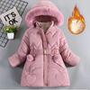 Winter Girls Coat Keep Warm Thicken Kids Jacket Hooded Zipper Fur Collar Princess Outerwear Children's Clothing  4 5 6 8 10 Years