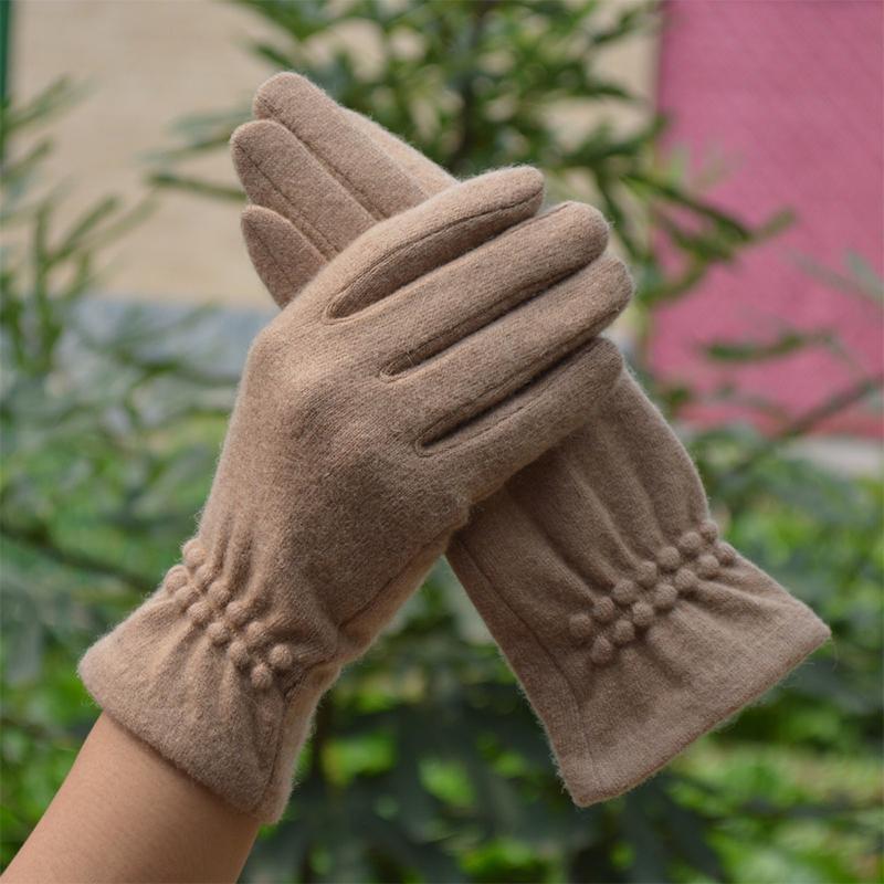 Шерстяные кашемировые перчатки женские теплые с сенсорным экраном зимние повседневные
