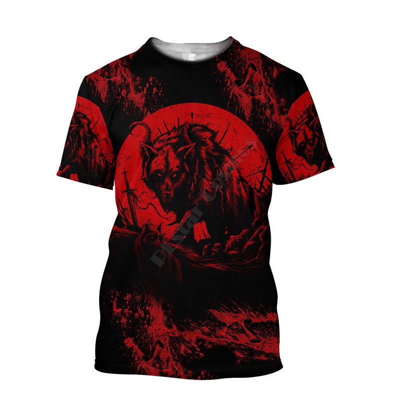 Летний топ с круглым вырезом и 3D-принтом с волком, модная повседневная мужская футболка с коротким рукавом