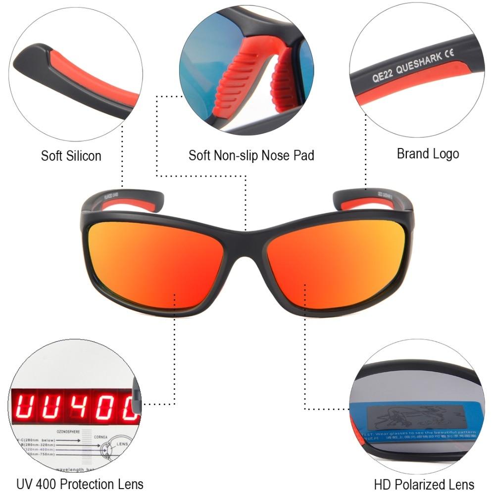 Queshark Polarized Cycling Sunglasses UV400 Sport Eyewear Women Men Fishing Hiking Glasses
