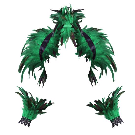 1 комплект, поддельный воротник с кольцом на запястье, готический стиль, перьевая шаль, имитация перьев, ажурное кружево, унисекс, сценическое шоу, Хэллоуин, косплей, шарф на плечо