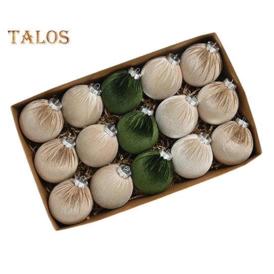 15 Pcs Velvet Christmas Balls Shatterproof Flocked Xmas Tree Hanging Ball Ornaments Festive Home Party Baubles for Christmas Wedding