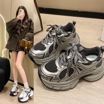 Модная женская летняя новая обувь на толстой подошве, увеличивающая рост, из сетчатого материала, дышащая, легкая, спортивная, для отдыха, модная, удобная обувь