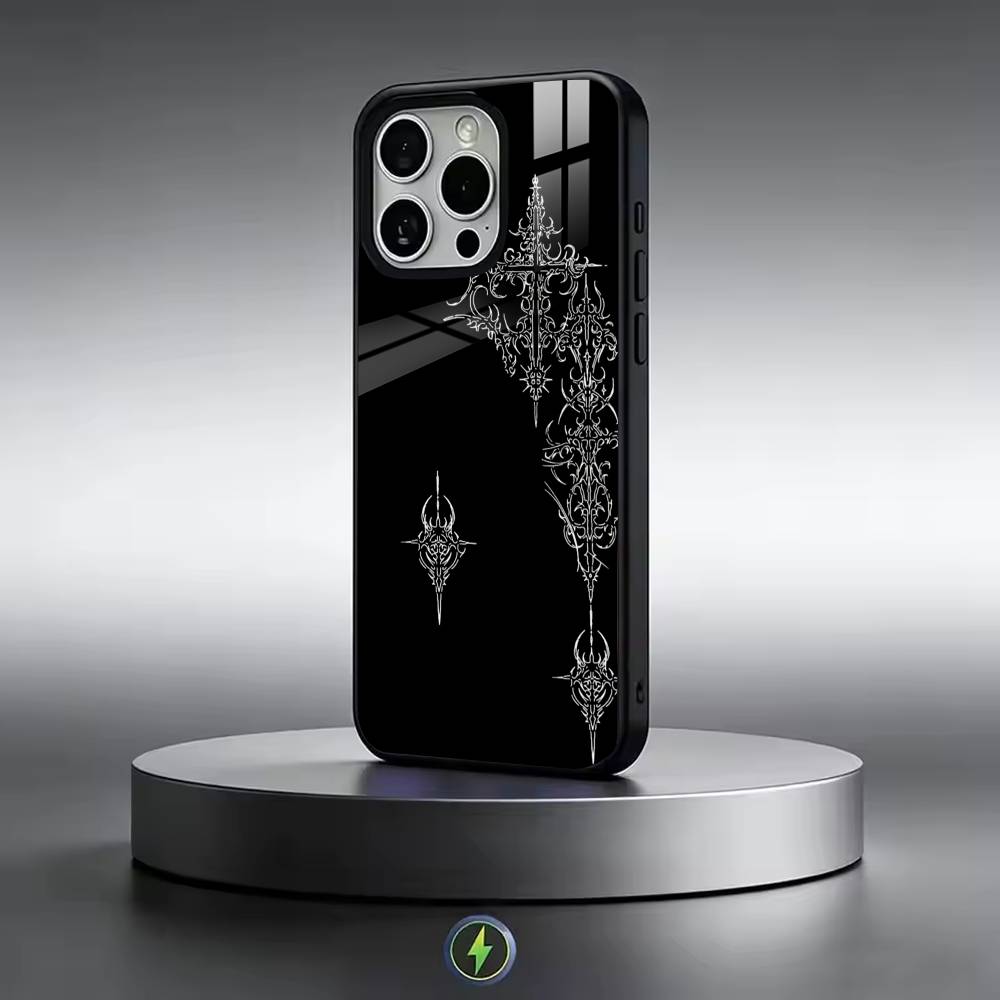 Готический Сигил-Крест Т-Кибер Чехол для Телефона Для iPhone17,16,15,14,13,12,11 Plus,Pro Магнитный Для Magsafe Беспроводной Зарядки