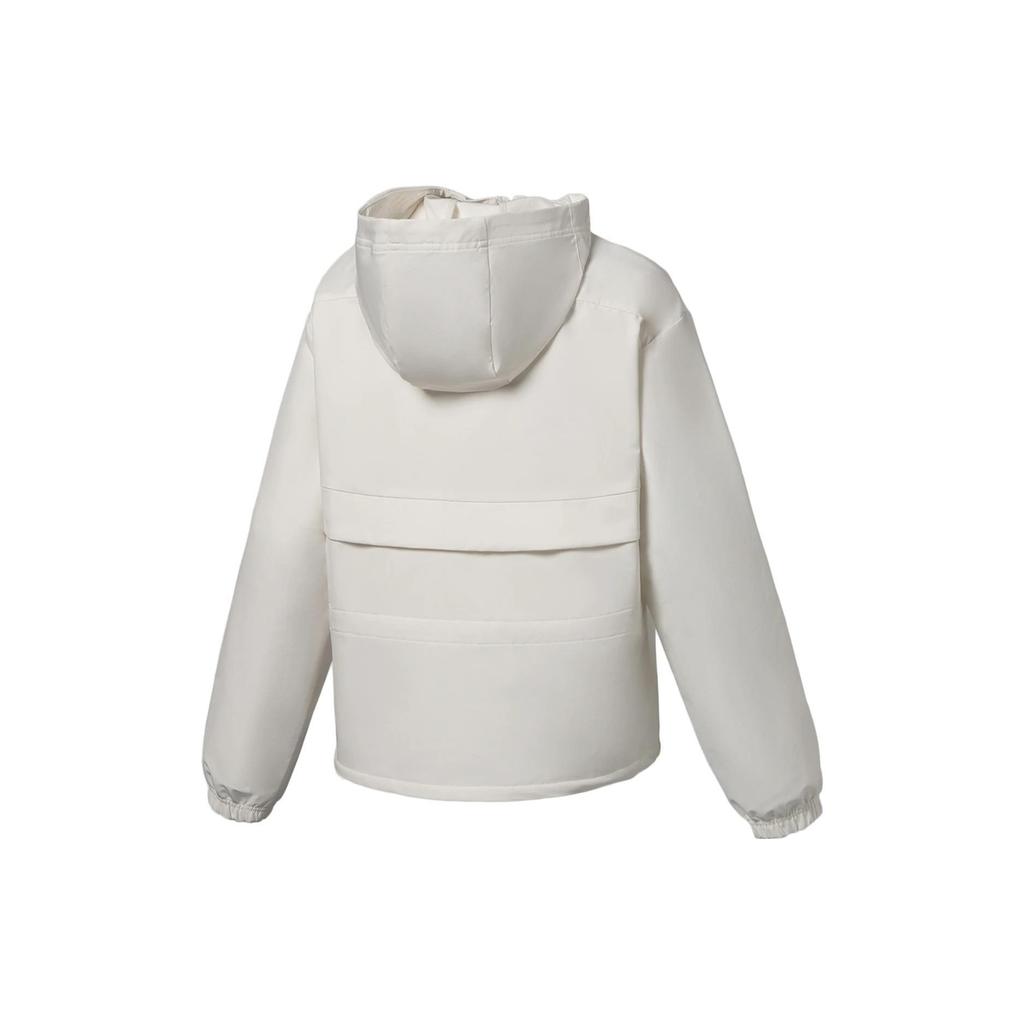 Li Ning Fitness Series Solid Color Logo Casual Loose Sports Hooded Jacket Women Jackets Off-White AFDS014-6