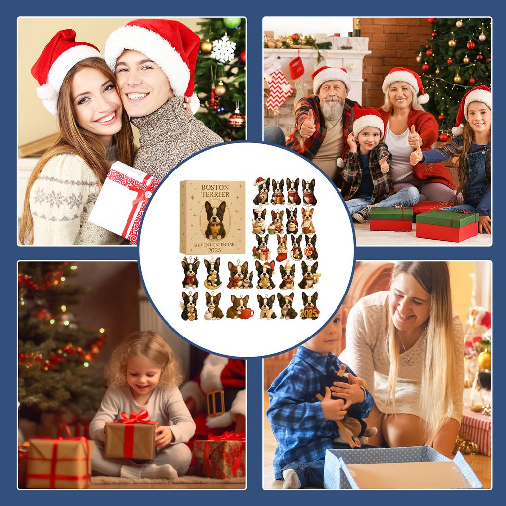 1 PC 2D Terrier Advent Calendar Christmas Decoration Acrylic Pendant