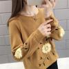 Spring Long Sleeved Thin Knit Sweater with Embroidered Hollowed Out Pullover for Women Round Neck Loose Base Sweater, Top