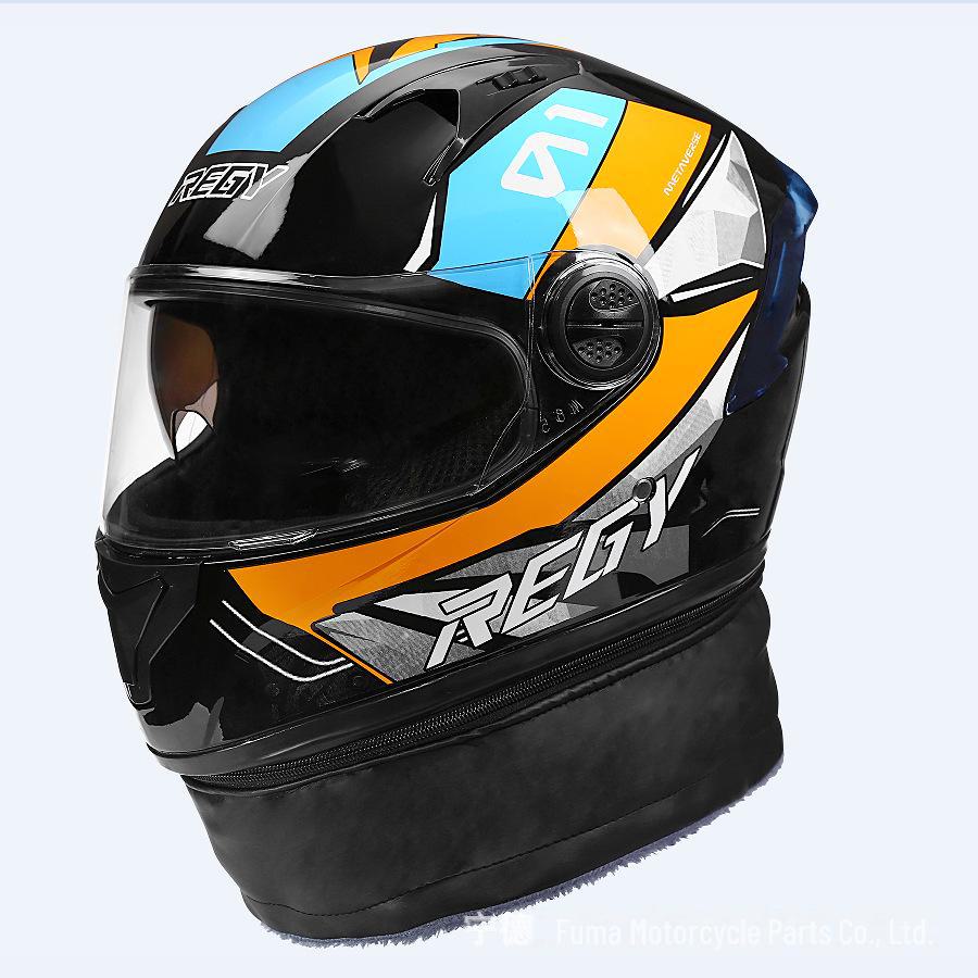 Электрический мотоциклетный шлем с двумя козырьками для всех сезонов - мужской и женский зимний теплый полный шлем